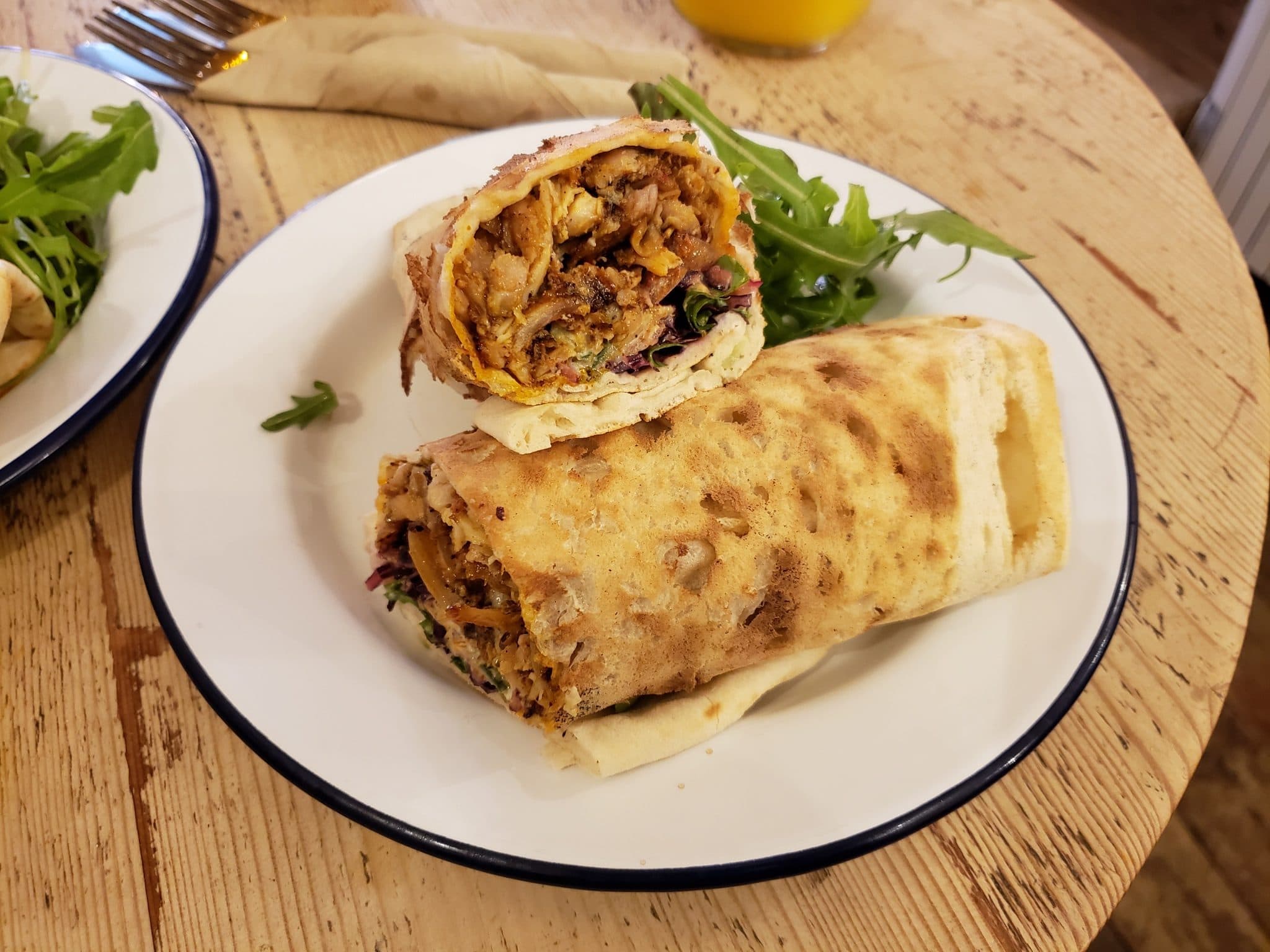Chicken shawarma wrap with salad